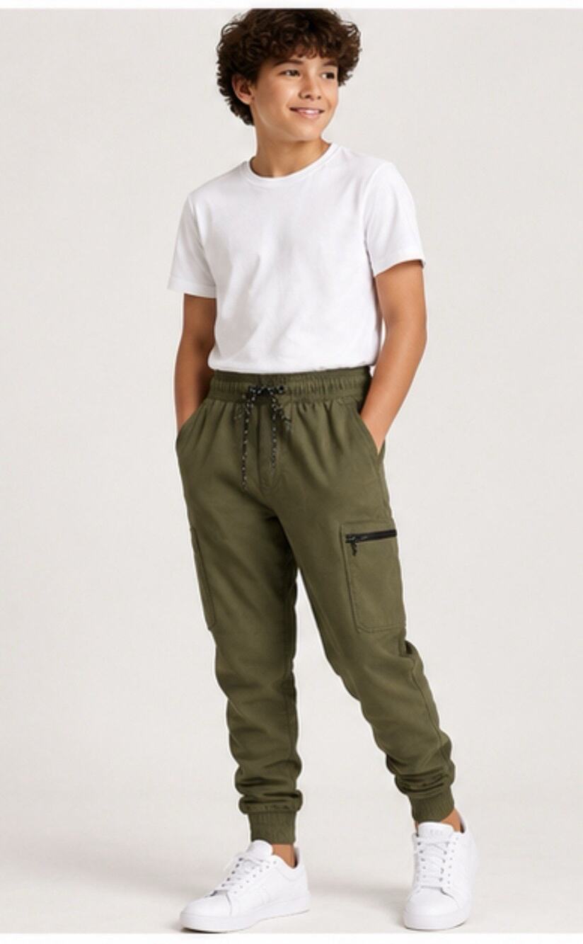 Weatherproof Vintage Youth Jogger Pants Olive Green L 14/16 Fleece Lined
